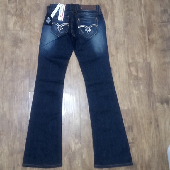 Rock Revival Women's 26 Bootcut Embellished Shimmer Dark Fade NWT - Picture 3 of 8